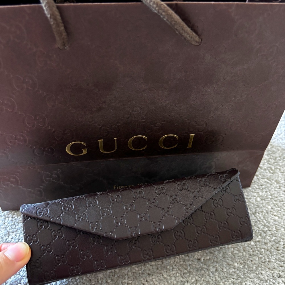 Real Leather Foldable Gucci Eyeglass Case